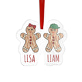 Personalized gingerbread siblings acrylic ornament with two names