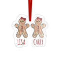 Personalized gingerbread sisters acrylic ornament with two names