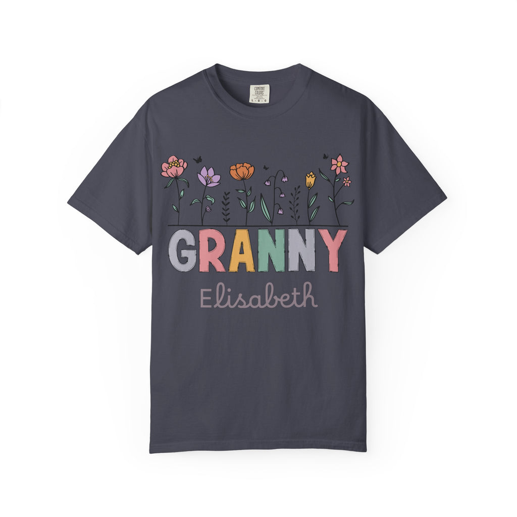 Personalized Granny t-shirt with colorful wildflower design