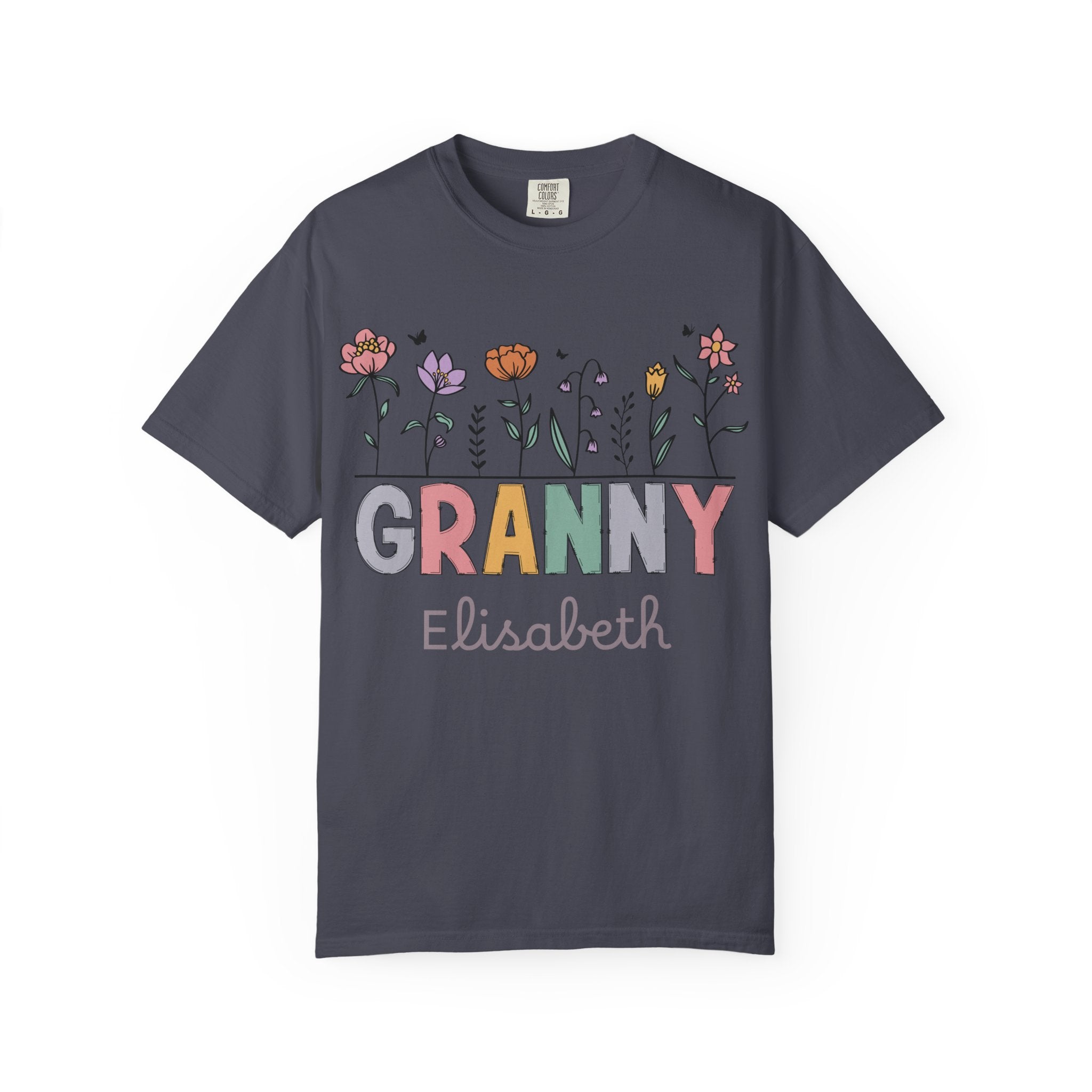 Personalized Granny t-shirt with colorful wildflower design