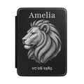 Personalized Leo zodiac Kindle case with constellation design, name and birth date