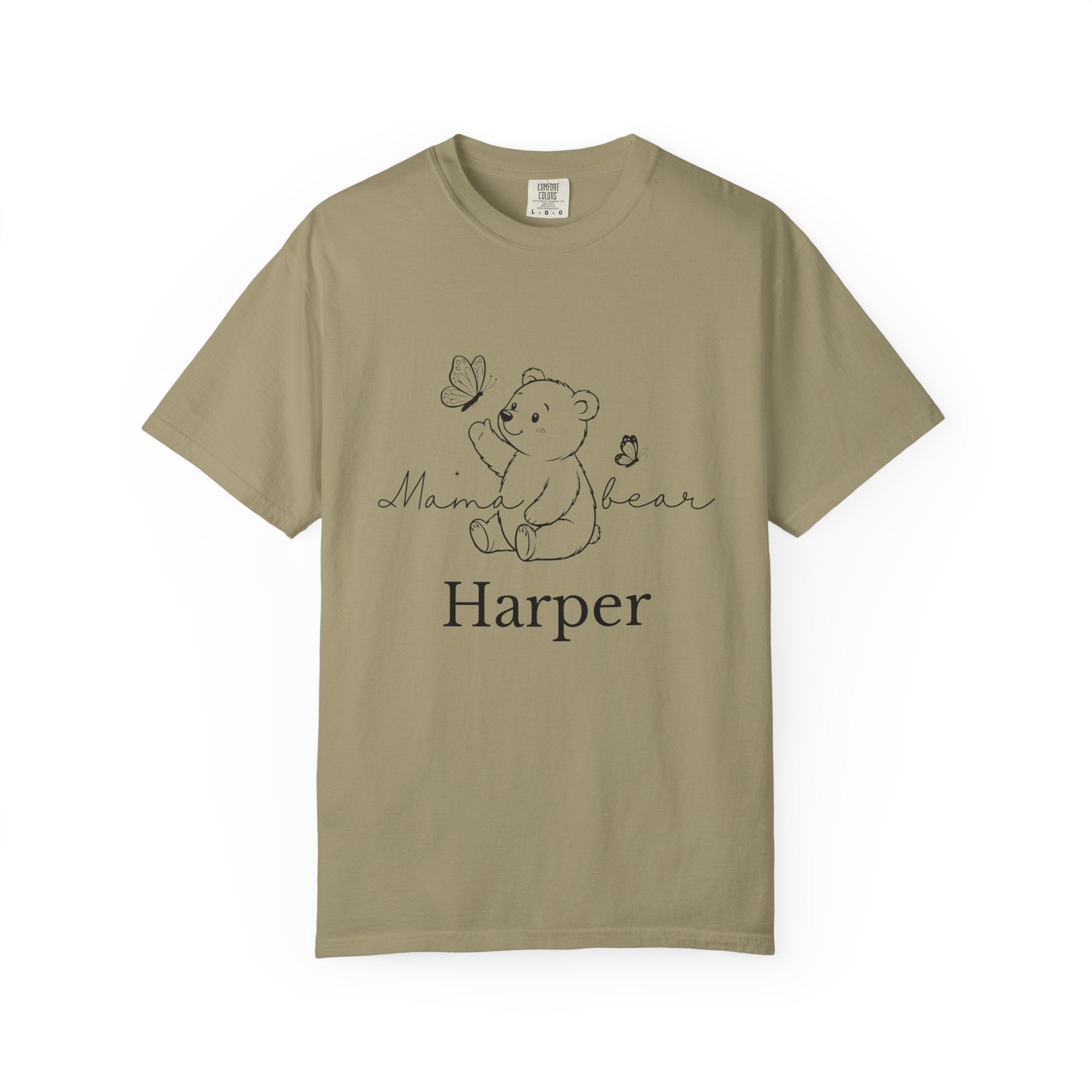 Mama Bear t-shirt flat lay with custom name