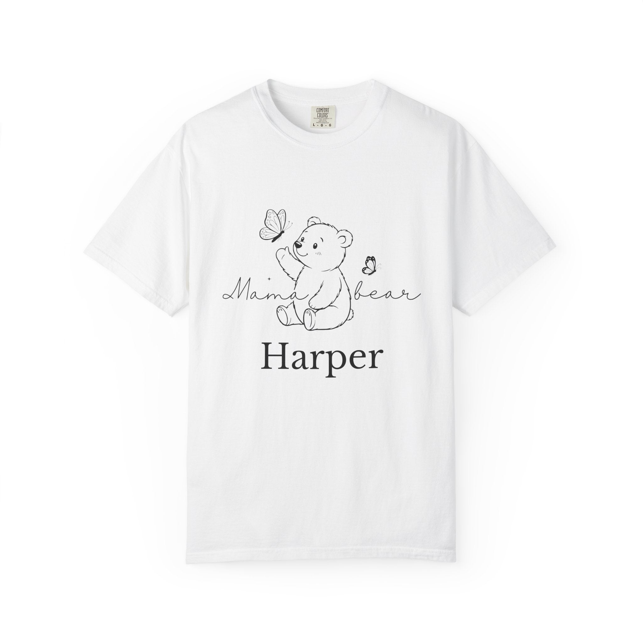 Personalized Mama Bear t-shirt with baby bear and butterfly design