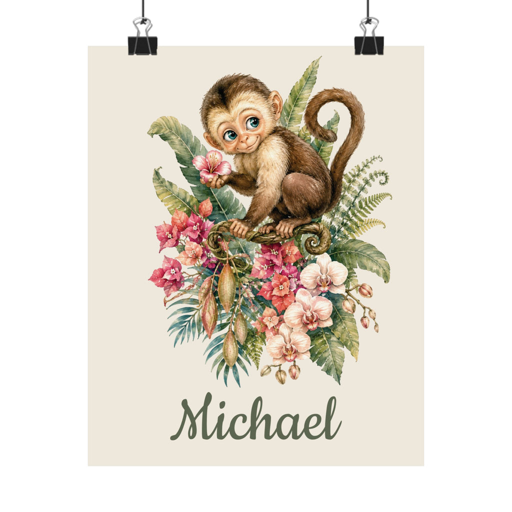 Personalized Monkey nursery poster with name
