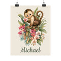 Personalized Monkey nursery poster with name