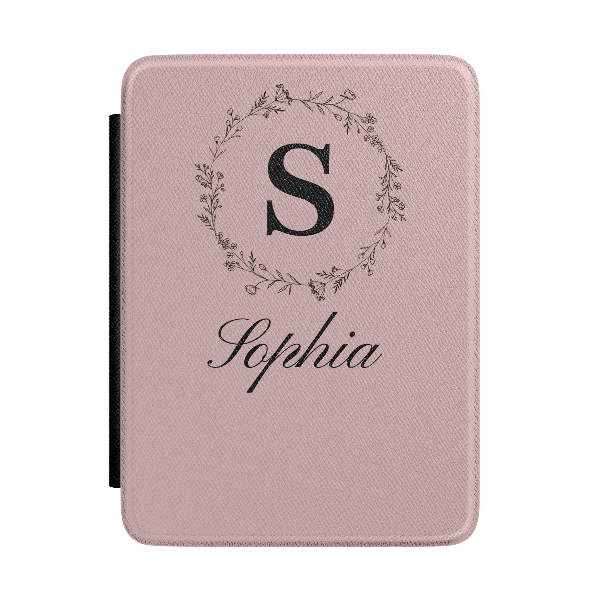 Personalized monogram Kindle case with custom initial and name