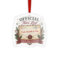 Personalized Official Nice List acrylic ornament with family names