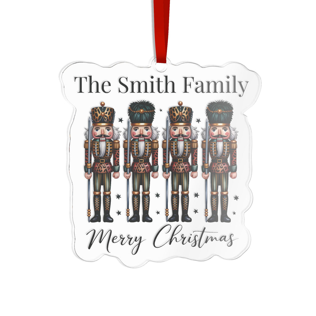 Personalized nutcracker family acrylic ornament with family name