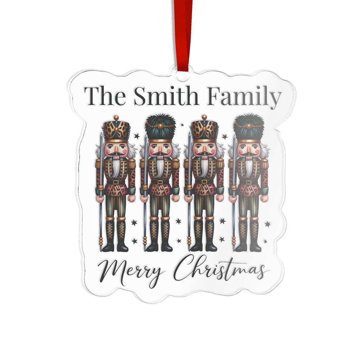 Personalized nutcracker family acrylic ornament with family name