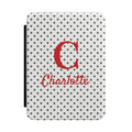 Personalized black and red polka dot Kindle case with monogram initial and name