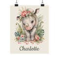 Personalized Rhino nursery poster with name