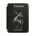 Personalized Sagittarius zodiac Kindle case with constellation design, name and birth date