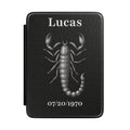 Personalized Scorpio zodiac Kindle case with constellation design, name and birth date