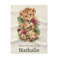 Personalized Sweet Dreams Lion fleece baby blanket with name