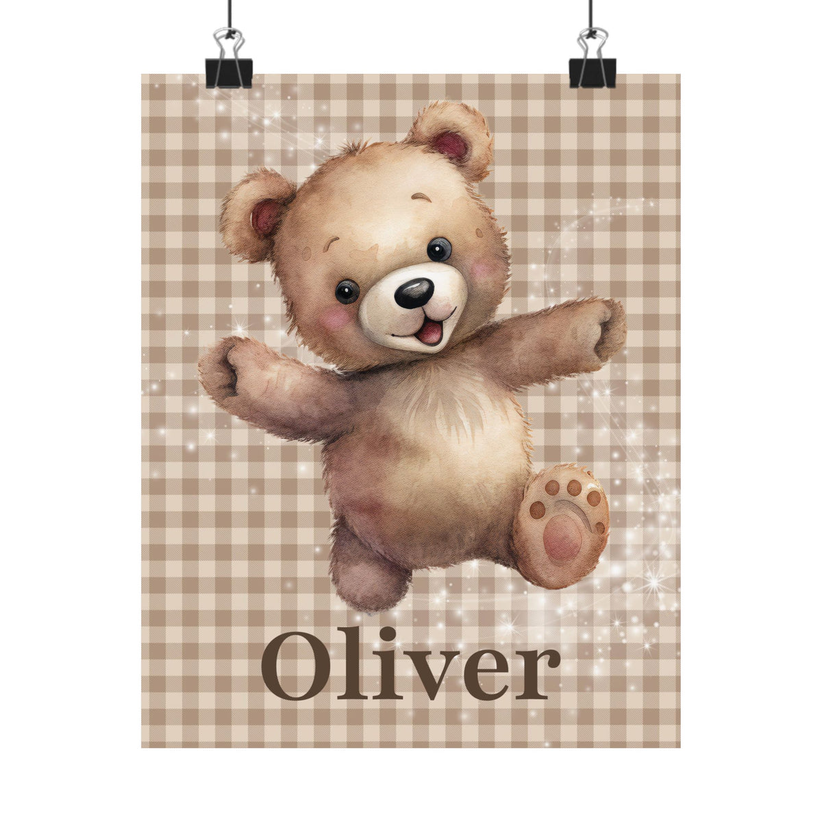 Personalized Teddy Bear nursery poster with name