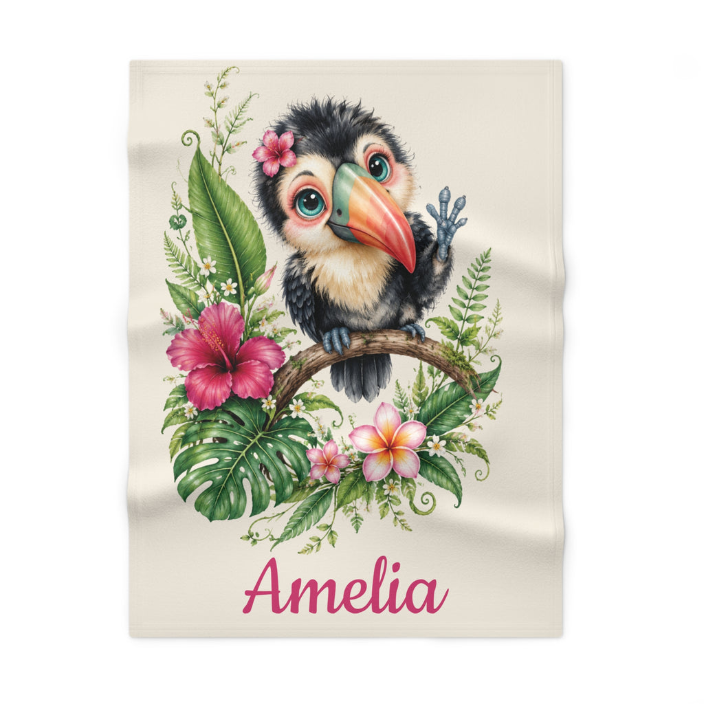 Personalized Toucan fleece baby blanket with name