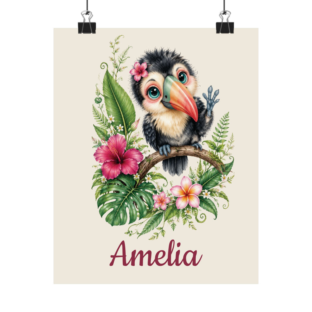 Personalized Toucan nursery poster with name