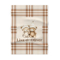 Personalized Twin Teddy Bear fleece baby blanket with two names