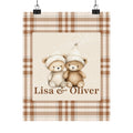Personalized Twin Teddy Bear nursery poster with two names