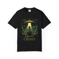 Personalized UFO beaming up a plant t-shirt with custom name