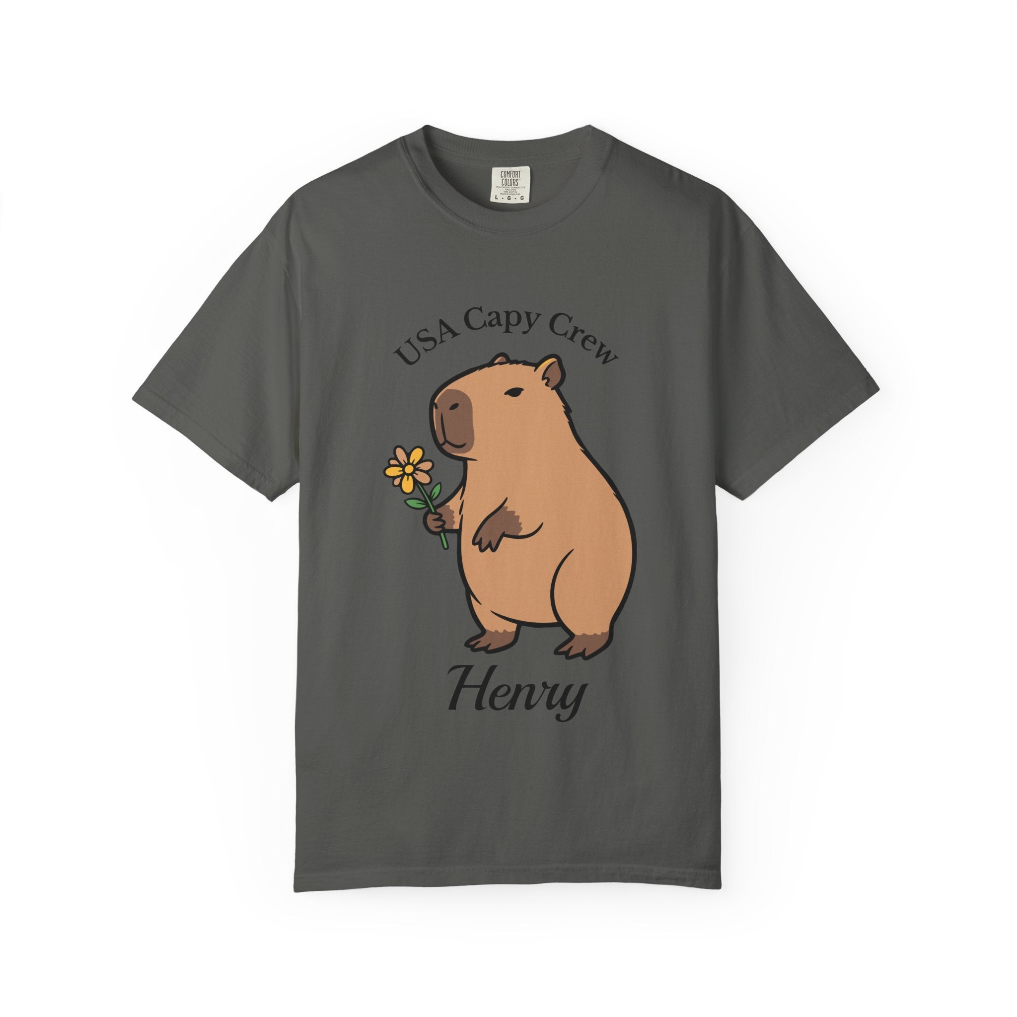 Personalized USA Capy Crew capybara t-shirt with custom name
