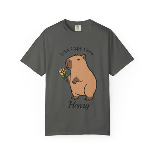 Personalized USA Capy Crew capybara t-shirt with custom name