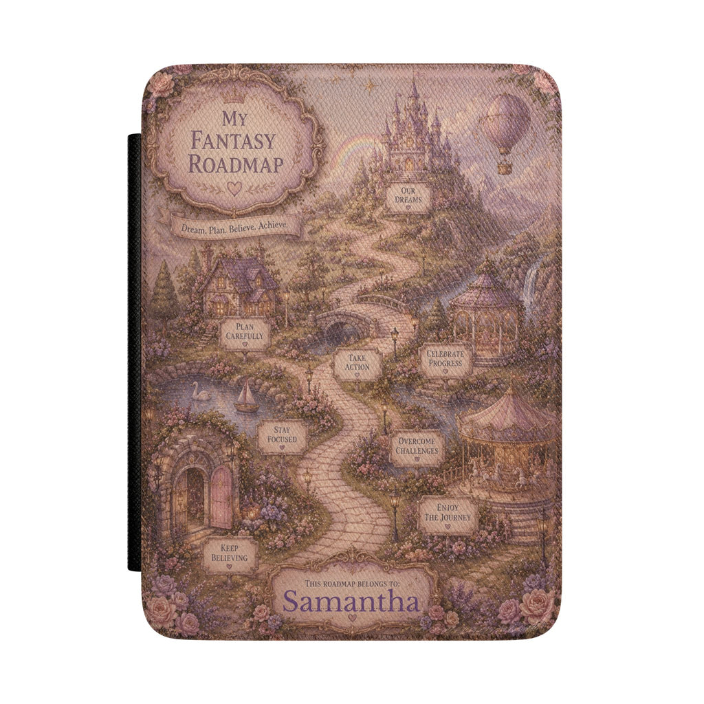 Personalized vintage fantasy map Kindle case with name