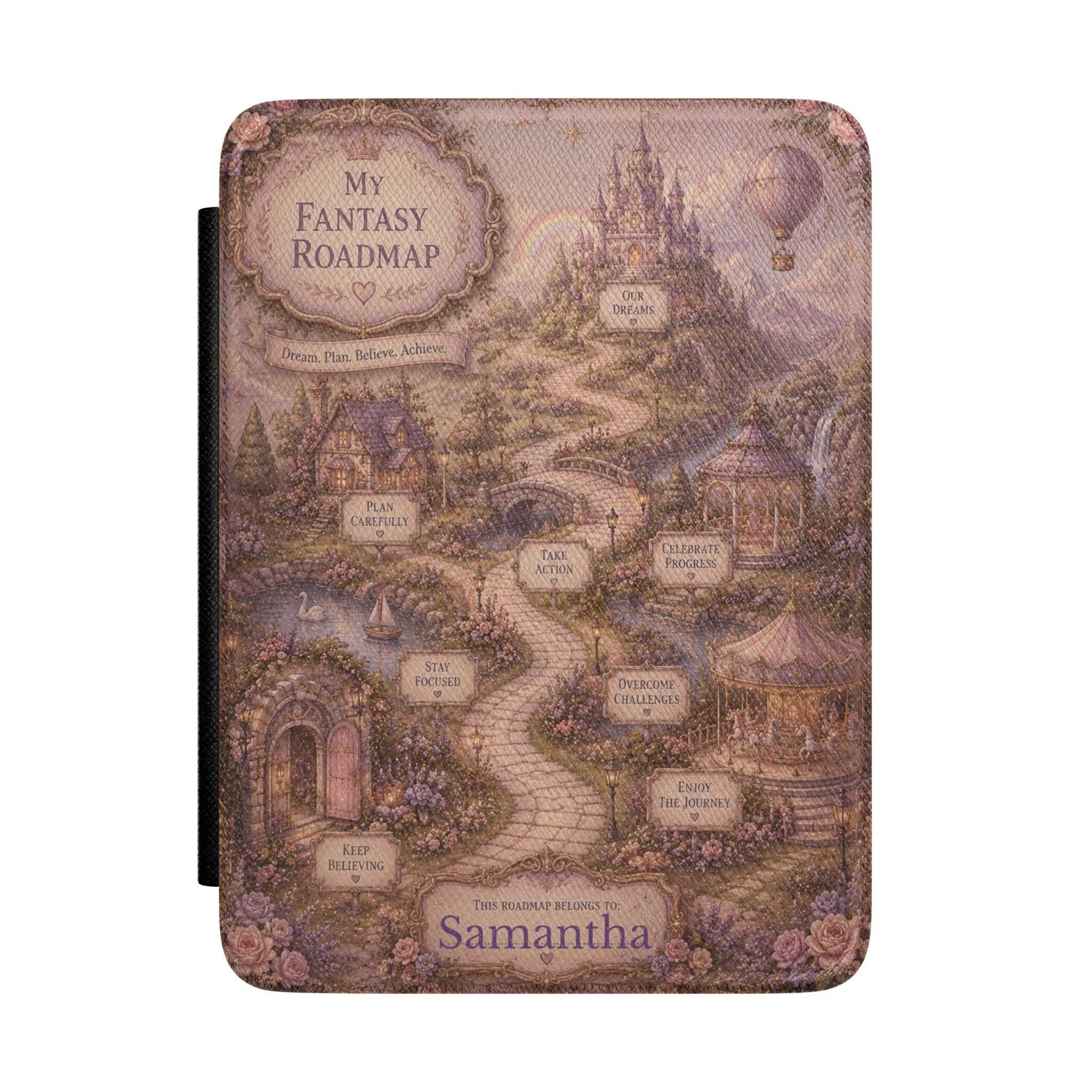 Personalized vintage fantasy map Kindle case with name