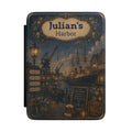Personalized vintage harbor scene Kindle case with name for sailors