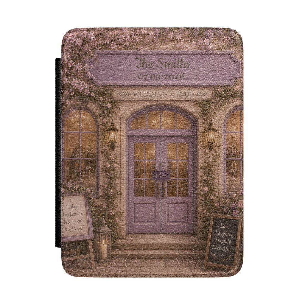 Personalized vintage wedding venue Kindle case with name