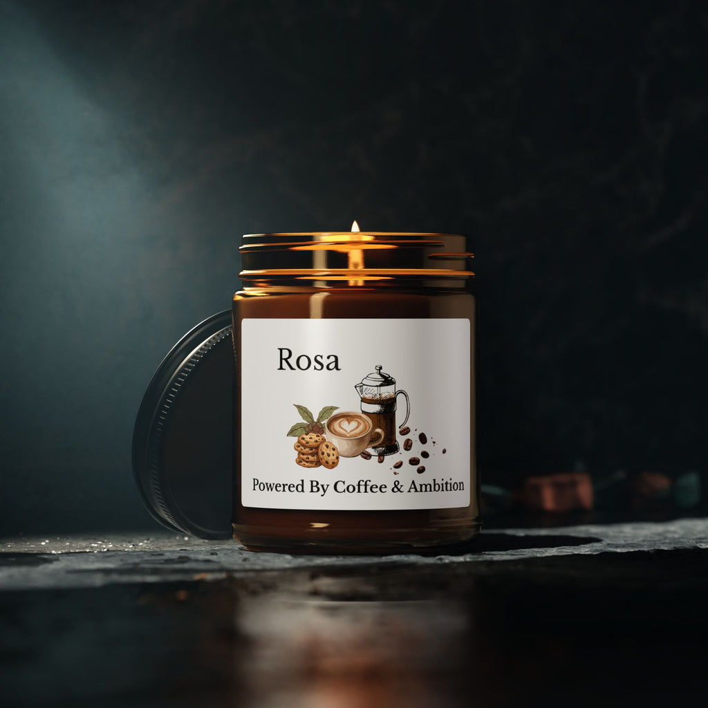 Coffee lover candle displayed on a kitchen counter