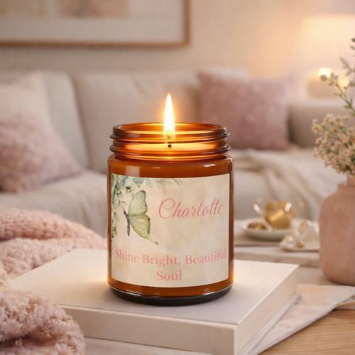 Personalised empowerment candle lifestyle shot – birthday or graduation gift for her