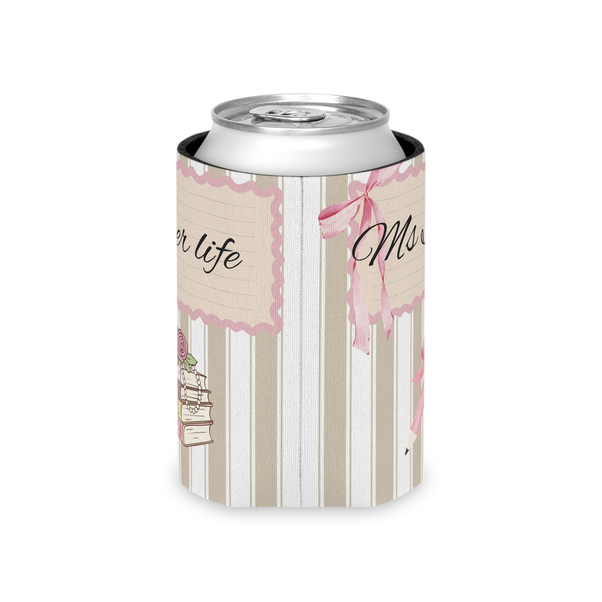 Personalised can cooler shown fitted on a regular can