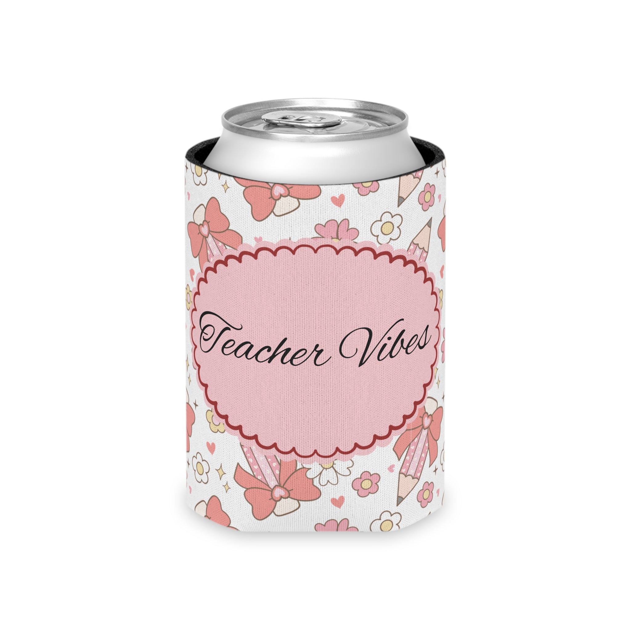 Personalised can cooler shown fitted on a slim can
