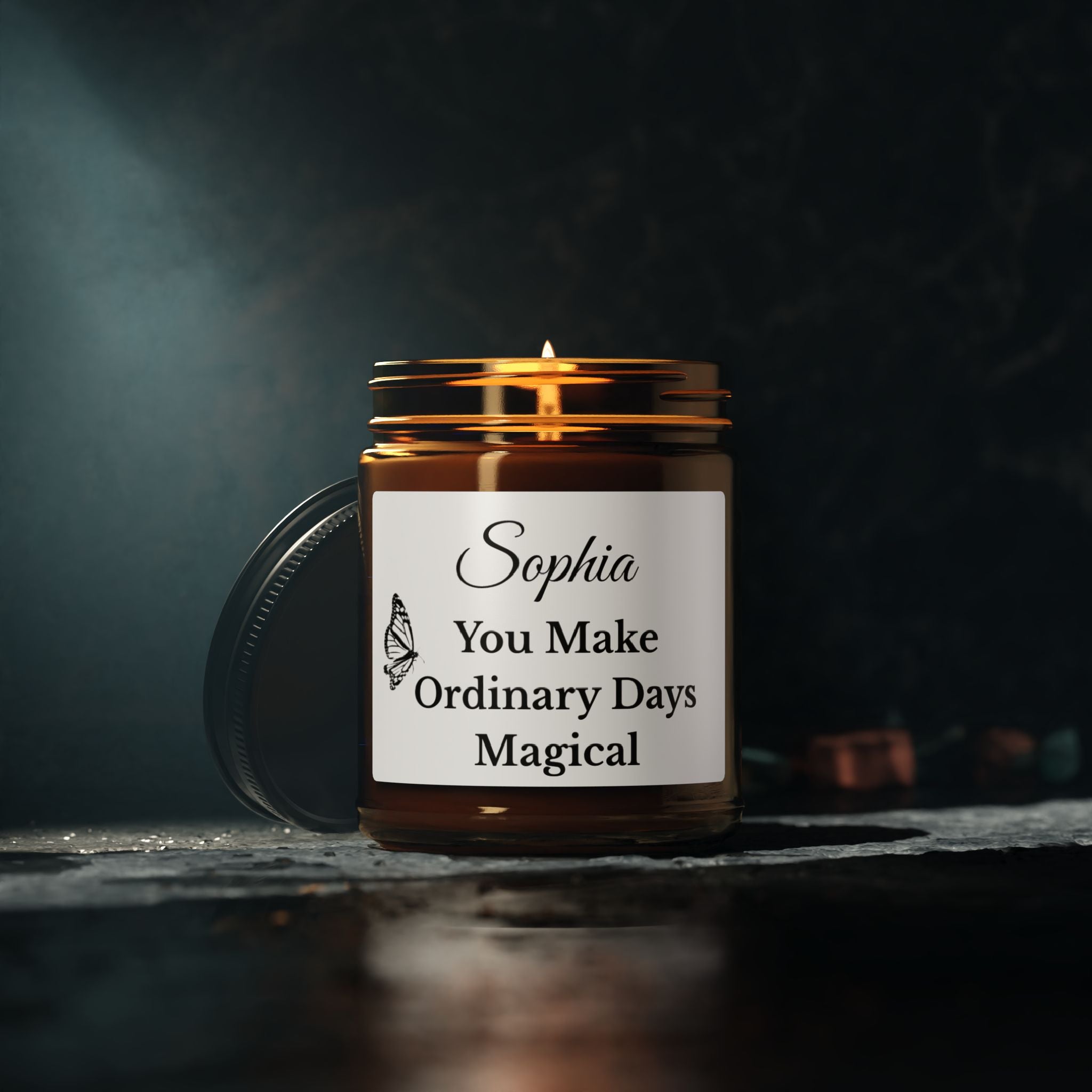 You Make Ordinary Days Magical personalised candle in home décor setting